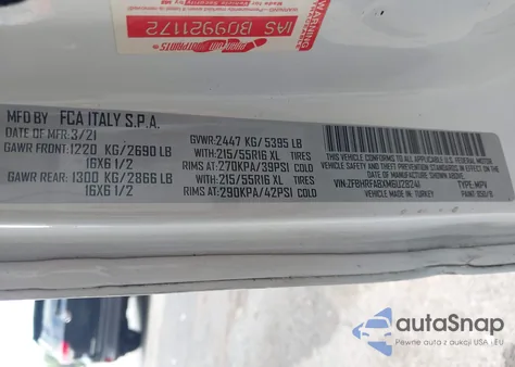 2021 Ram Promaster City Tradesman from USA, damaged, VIN ZFBHRFABXM6U28241